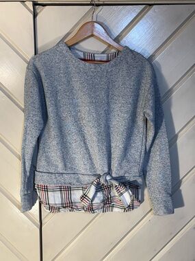 Izod Plaid Trim Pullover with Red Accents